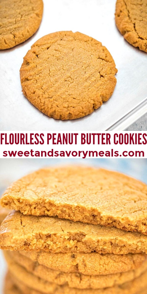 easy flourless peanut butter cookies pin