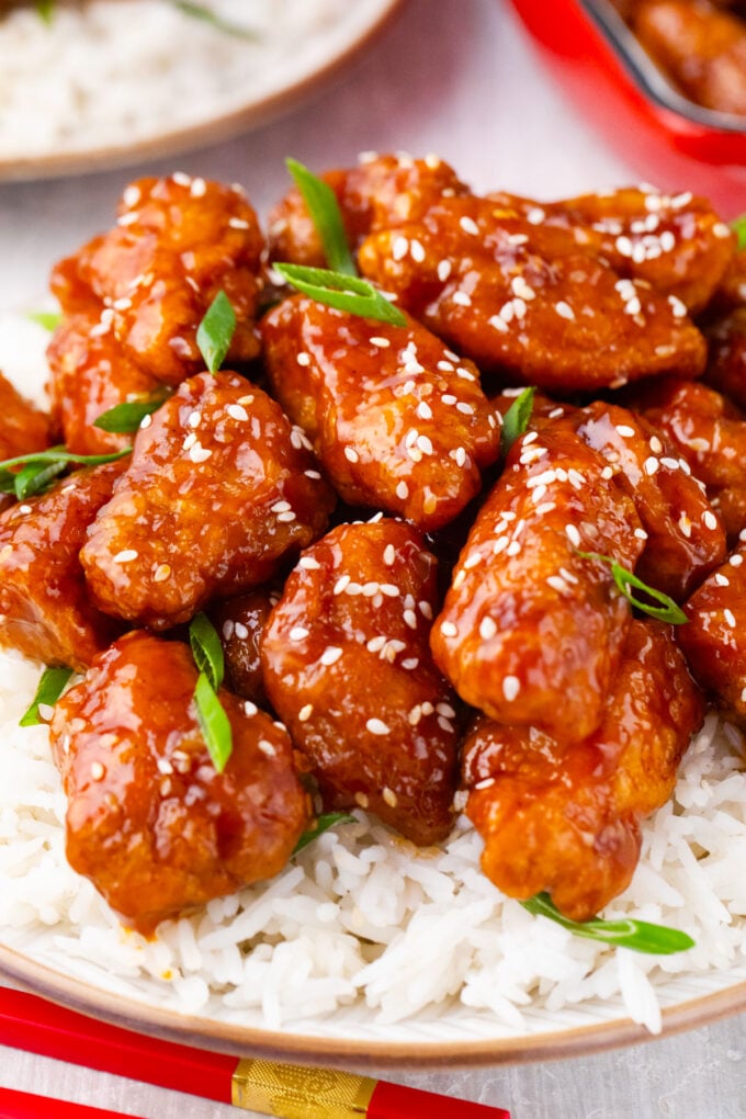 Crispy Asian honey sesame chicken.