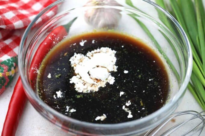 Kung Pao sauce ingredients mixed in a bowl.