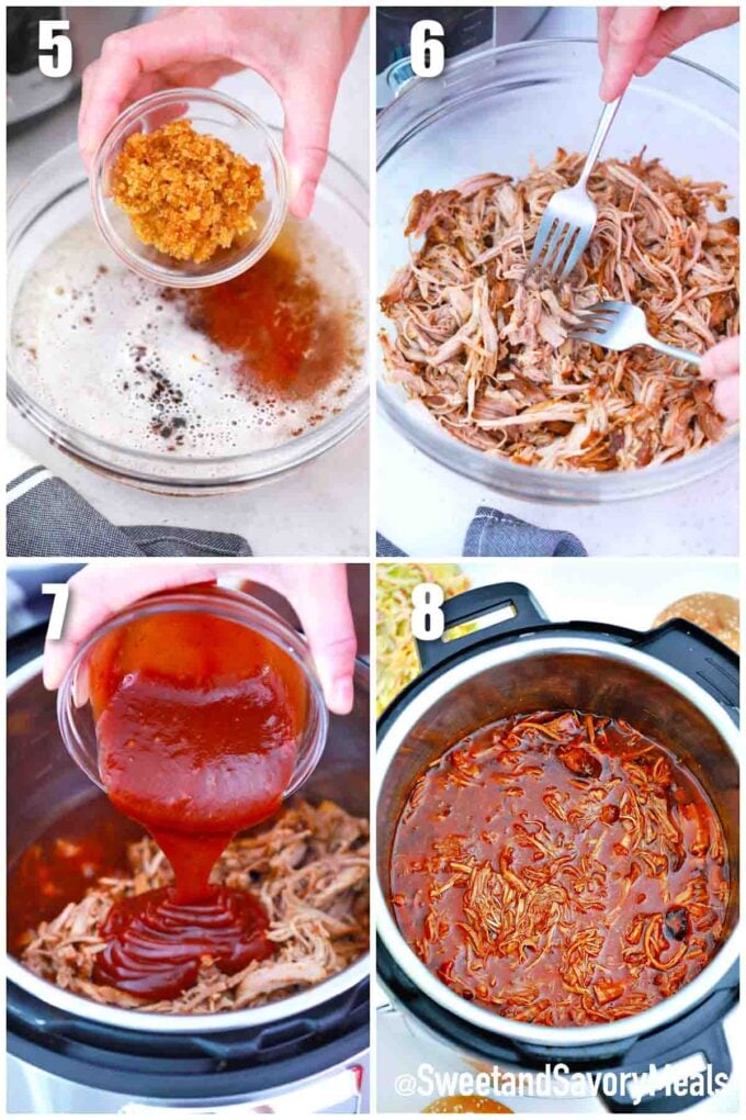 photo collage of how to make instant pot pulled pork