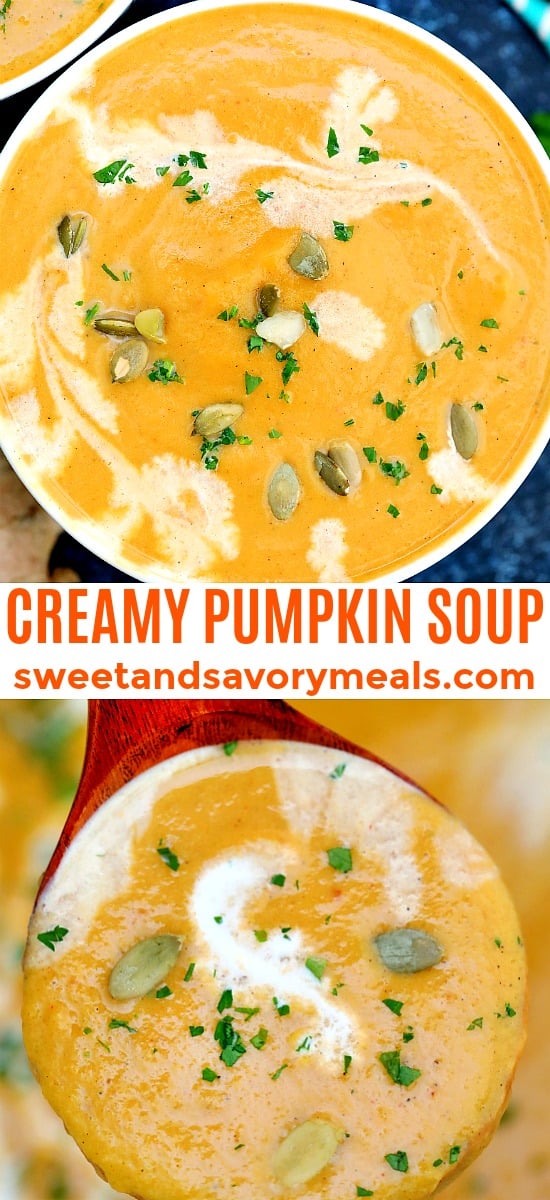 Homemade creamy pumpkin soup