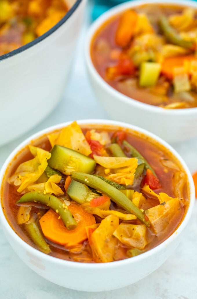 bowls of cabbage soup