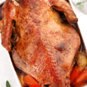 Dry Brined Turkey has tender and moist meat and is covered with crispy skin! It is perfect for all your parties this coming holiday season! #turkeyrecipes #thanksgivingturkey #thanksgivingrecipes #sweetandsavorymeals #christmasrecipes