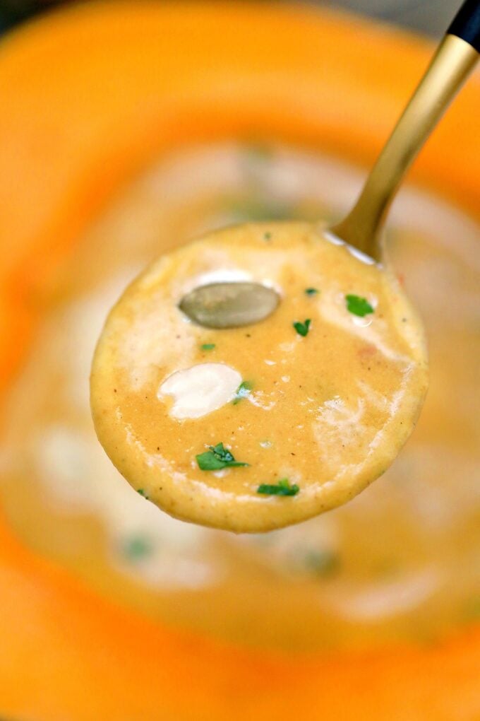 spoonful of creamy Pumpkin Soup
