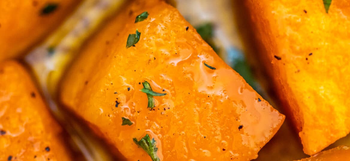 Roasted Sweet Potatoes are crispy on the outside and tender on the inside! Cooking this dish will only take 30 minutes making this a great dinner staple! #sidedish #sweetpotatoes #roastedsweetpotatoes #thanksgiving #sweetandsavorymeals