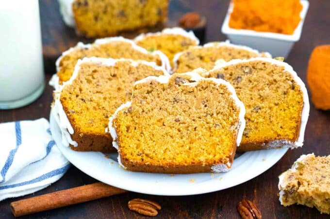 sliced sweet potato bread on a plate