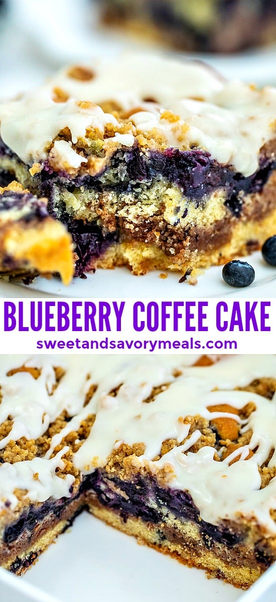 Blueberry Coffee Cake is such an ideal coffee companion for its perfect tango of sweetness and sourness. #coffeecake #brunch #breakfast #blueberries #sweetandsavorymeals