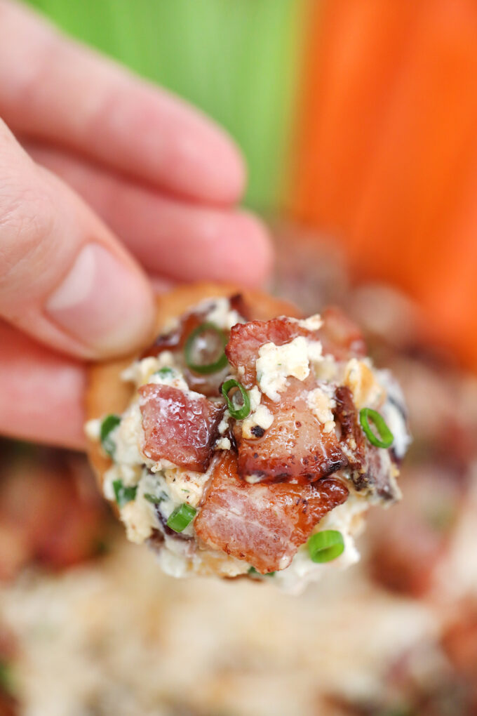 Bacon Ranch Cheese Ball is a creamy and flavorful ball of your favorite cheese combined with cream cheese and crispy bacon! #cheese #cheeseball #appetizers #baconranch #sweetandsavorymeals