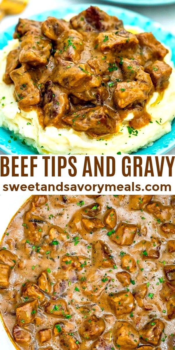 easy beef tips and gravy pin