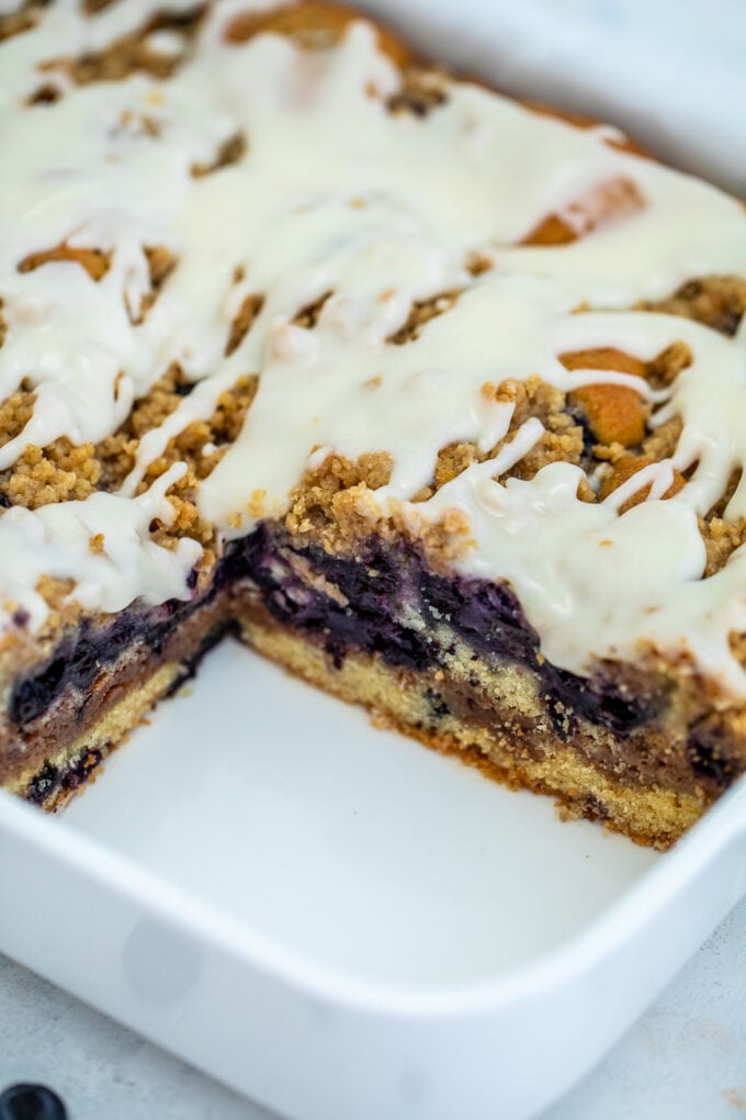 Blueberry Coffee Cake is such an ideal coffee companion for its perfect tango of sweetness and sourness. #coffeecake #brunch #breakfast #blueberries #sweetandsavorymeals