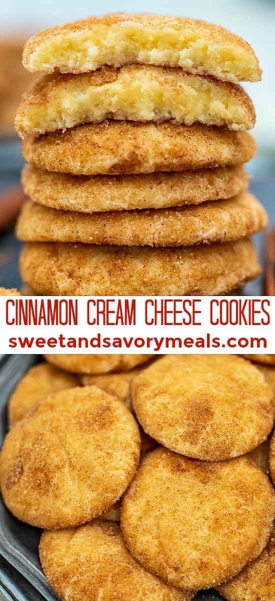 Cinnamon cream cheese cookies image for pinterest.