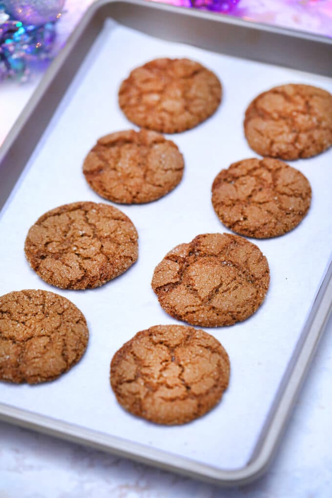 Molasses Cookies are soft and chewy, with the perfect balance of spice! #cookies #molassescookies #chrisymas #christmascookies #sweetandsavorymeals