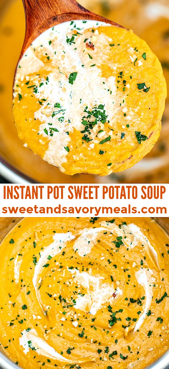 photo collage of instant pot sweet potato soup