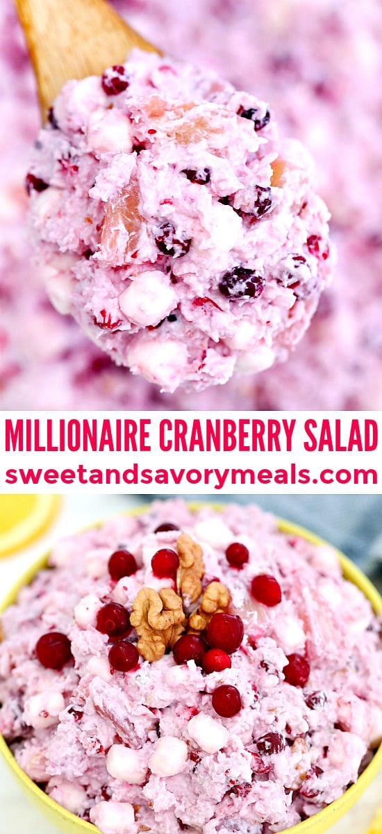 photo collage with text overlay of Millionaire Cranberry Salad for pinterest