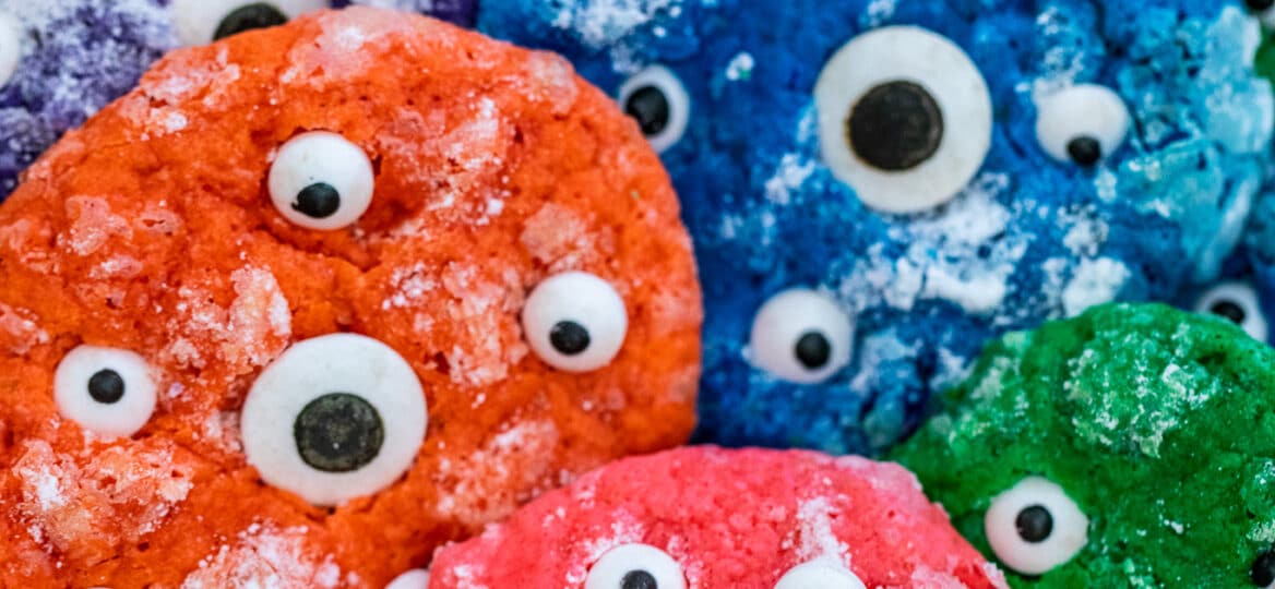 Monster Cookies are very fun to make, look colorful and are perfect for Halloween! #monstercookies #cookies #halloween #desserts #sweetandsavorymeals