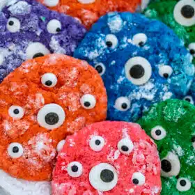 Monster Cookies are very fun to make, look colorful and are perfect for Halloween! #monstercookies #cookies #halloween #desserts #sweetandsavorymeals