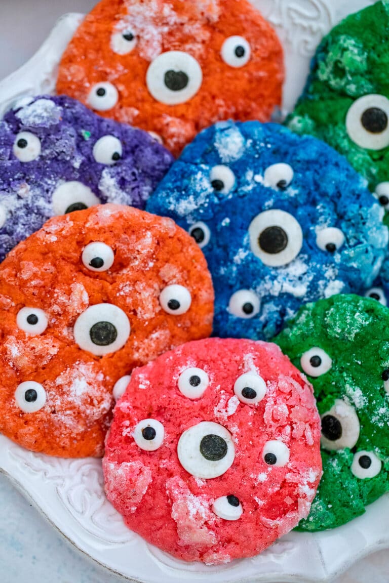 Monster Cookies are very fun to make, look colorful and are perfect for Halloween! #monstercookies #cookies #halloween #desserts #sweetandsavorymeals