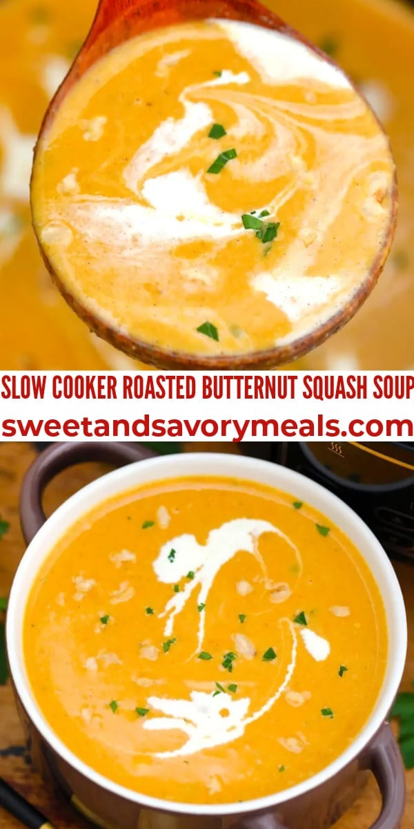 easy slow cooker roasted butternut squash soup pin