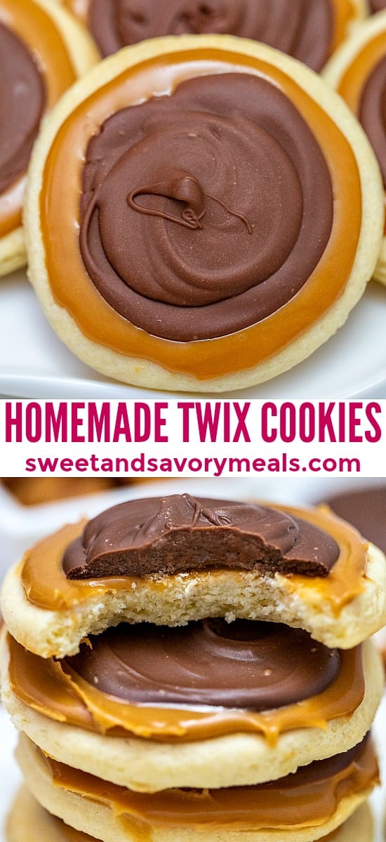 Twix Cookies prove that chocolate and caramel always go well together! #cookies #christmascookies #christmasrecipes #sweetandsavorymeals #twixcookies