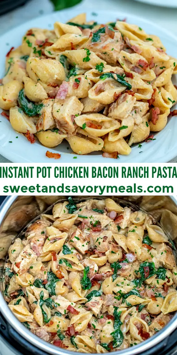 Easy Instant Pot Chicken Bacon Ranch Pasta pin