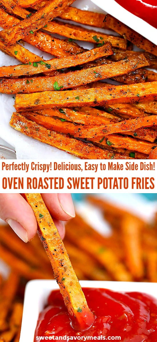 Homemade sweet potato fries baked in the oven. 