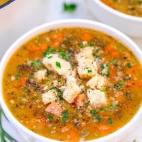 Ham Split Pea Soup is perfect for the cold weather! It is warm, comforting, and flavorful. Make it a tradition to prepare it after the holiday celebrations! #soup #splitpeasoup #ham #souprecipe #sweetandsavorymeals