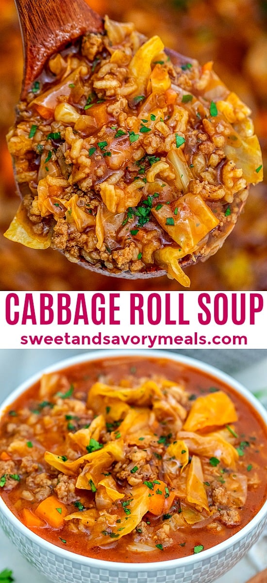 cabbage roll soup photo collage for Pinterest