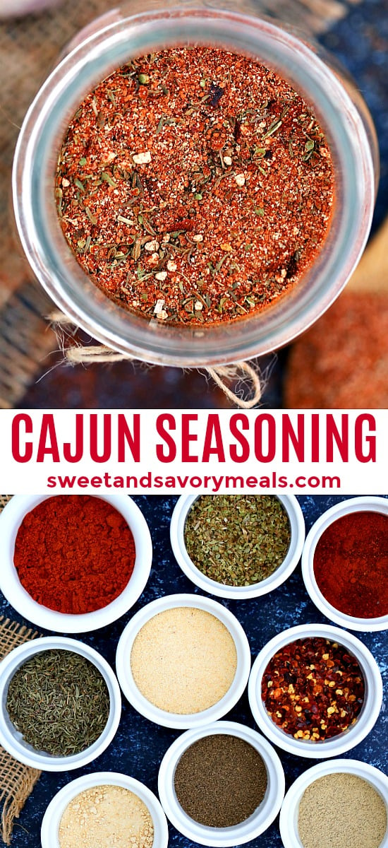 photo collage of Cajun Seasoning with text overlay for Pinterest