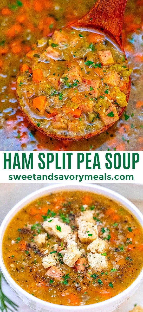 Slow Cooker Ham Split Pea Soup - Sweet and Savory Meals