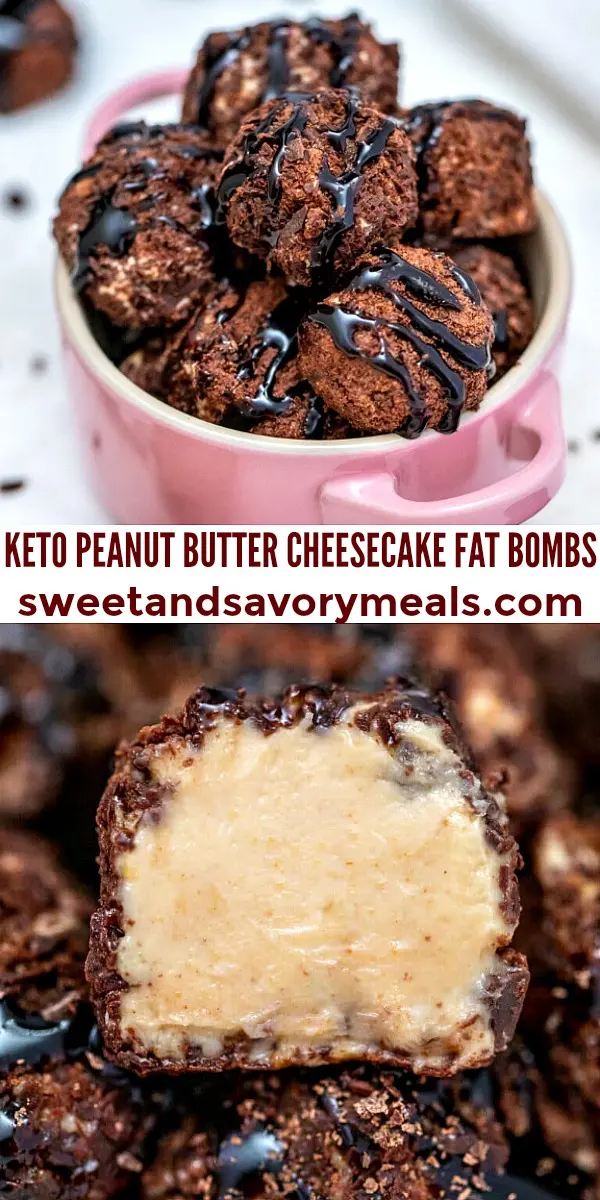 easy keto peanut butter cheesecake fat bombs pin