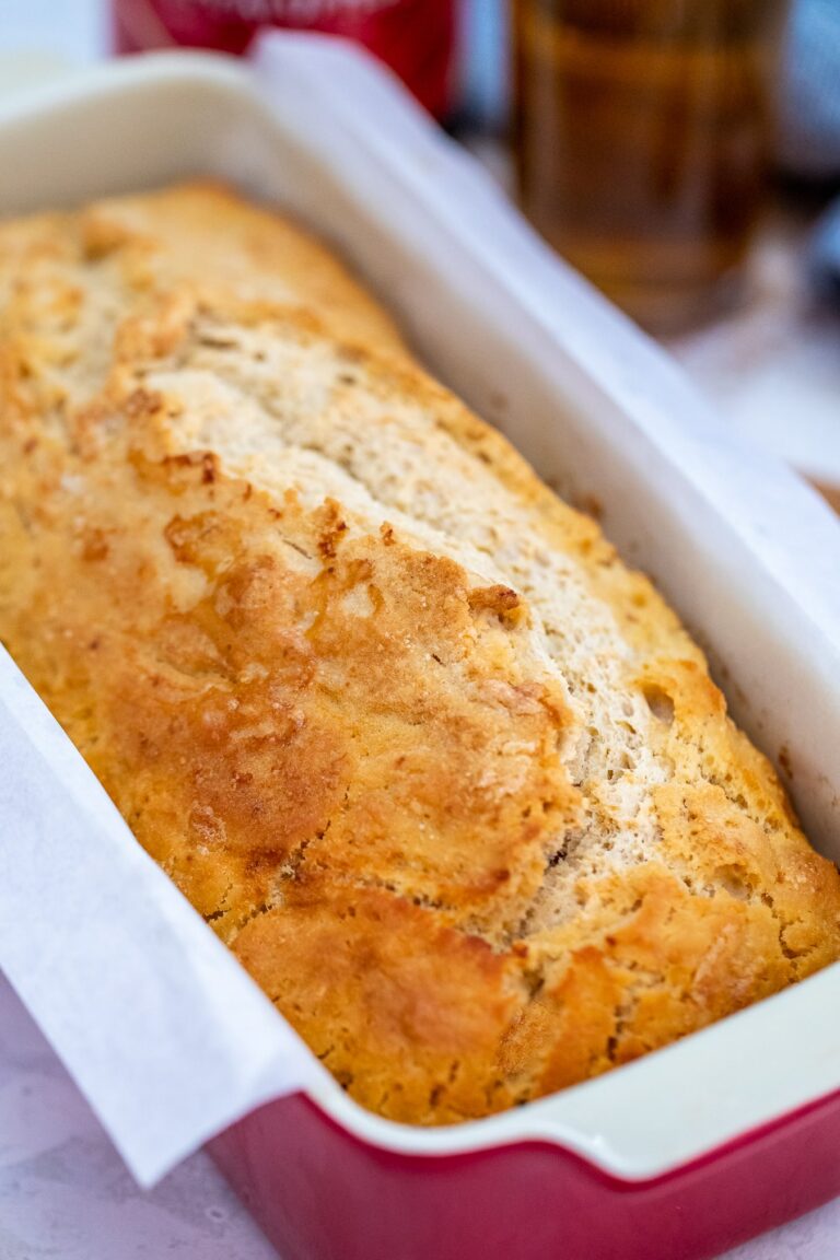 Beer Bread is a soft and flavorful bread that can be made with your favorite type of beer! With just a few ingredients, this recipe is foolproof! #beerbread #beerrecipes #breadrecipes #sweetandsavorymeals #stpatrickday