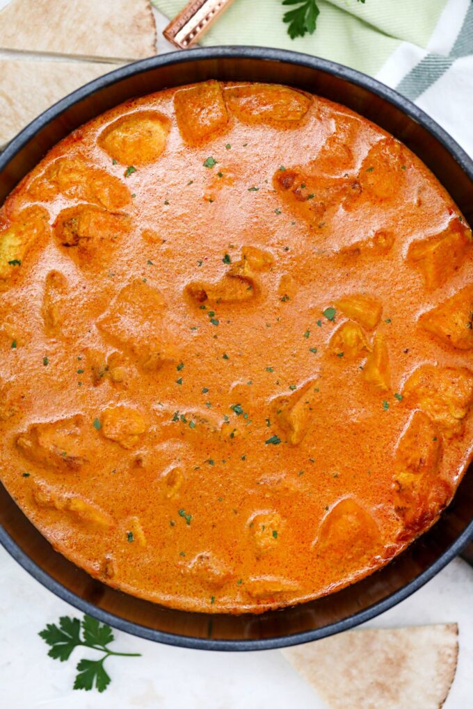 Butter Chicken is creamy, buttery, and tender! It is full of spices and never short on flavor! #butterchicken #chickenrecipes #sweetandsavorymeals #indianrecipes #chickenfoodrecipes