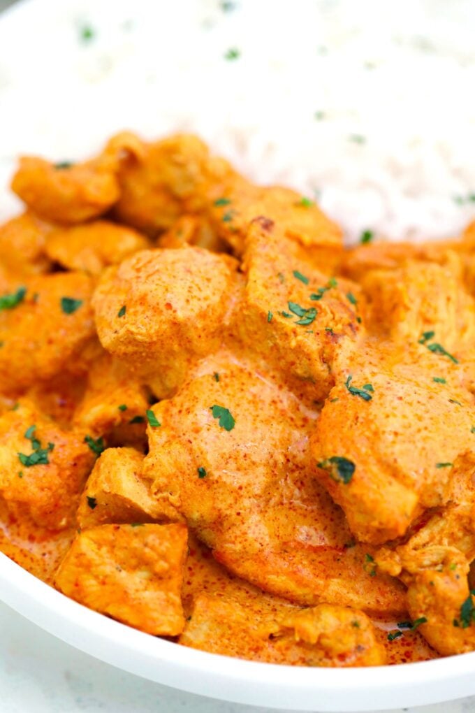 Butter Chicken is creamy, buttery, and tender! It is full of spices and never short on flavor! #butterchicken #chickenrecipes #sweetandsavorymeals #indianrecipes #chickenfoodrecipes