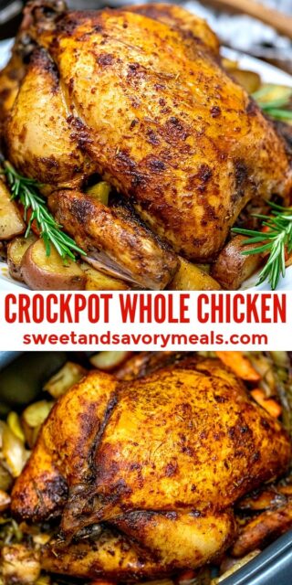 Juicy Crockpot Whole Chicken with Stuffing [Video] - Sweet and Savory Meals