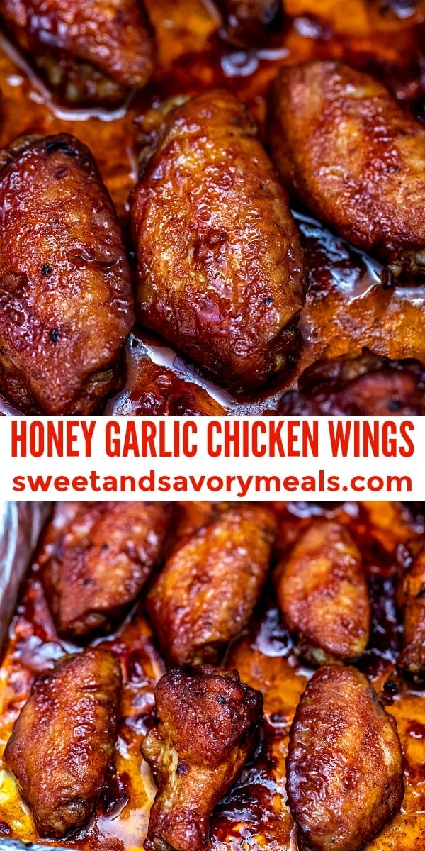 photo collage of honey garlic chicken wings for Pinterest