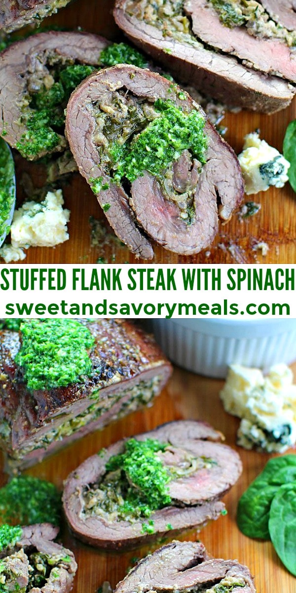 Photo of Stuffed Flank Steak with Spinach and Blue Cheese.