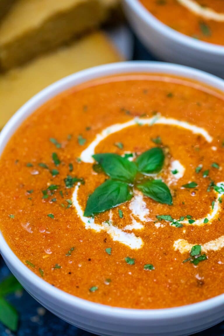 Tomato Bisque is smooth, creamy, and easy to make! #tomatosoup #tomatobisque #soup #souprecipes #sweetandsavorymeals