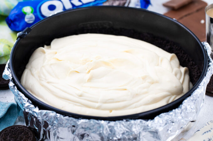 Bailey's cheesecake filling in an Oreo crust.