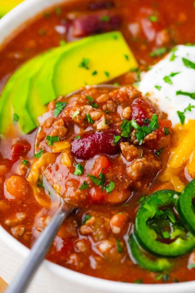 a spoonful of homemade Wendy's chili