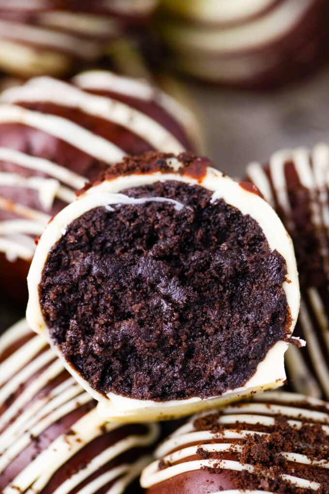 Oreo ball chocolaty interior.