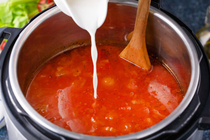 Adding creamy to Instant Pot tomato bisque.