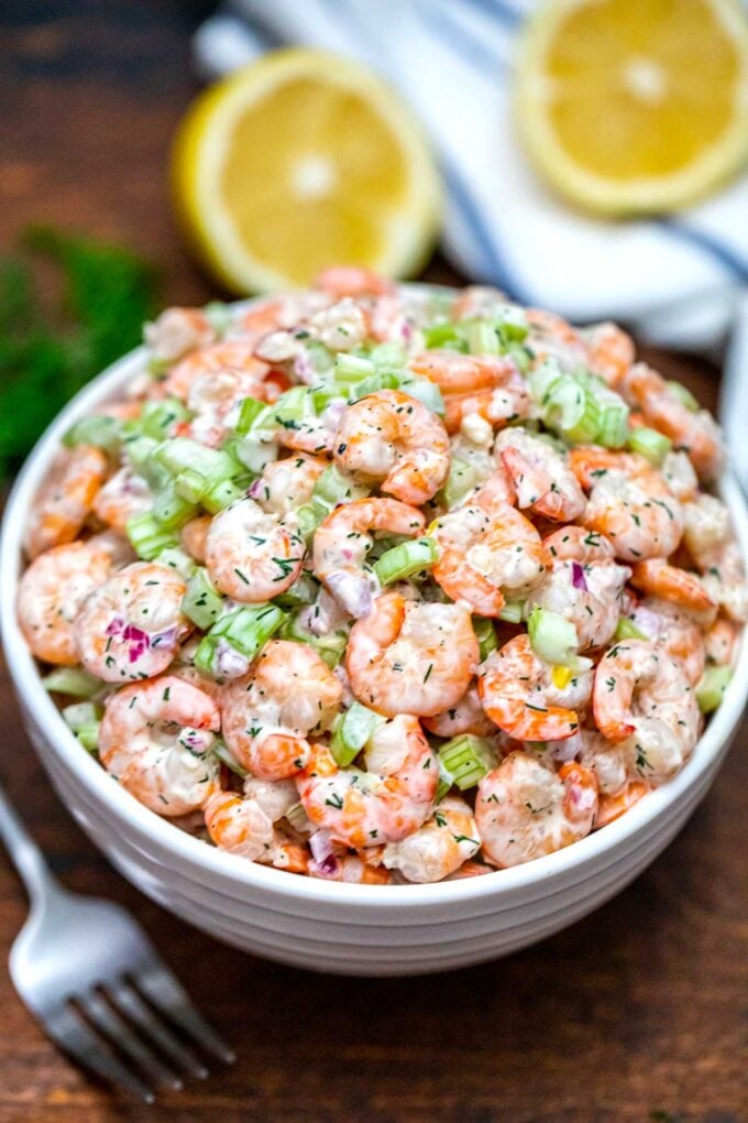 Image of bowl with shrimp salad
