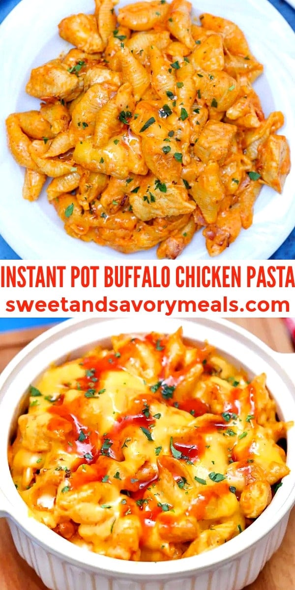 easy instant pot buffalo chicken pasta pin