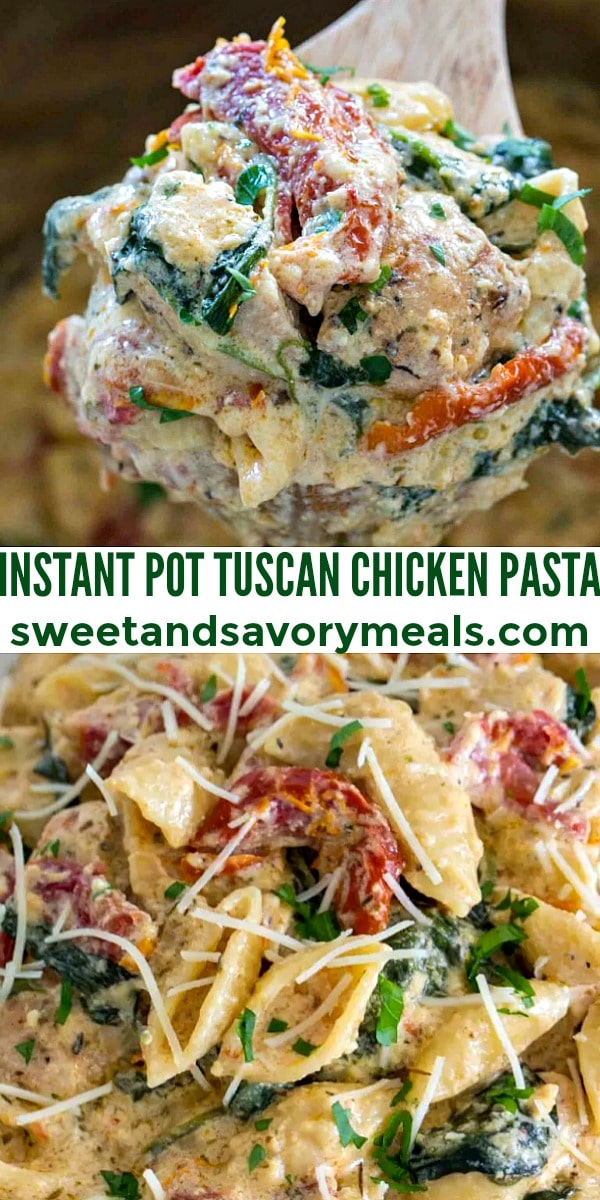 Image of instant pot tuscan chicken pasta.