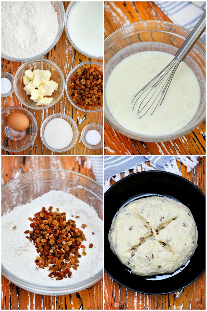 image of ingredients and steps for Irish soda bread