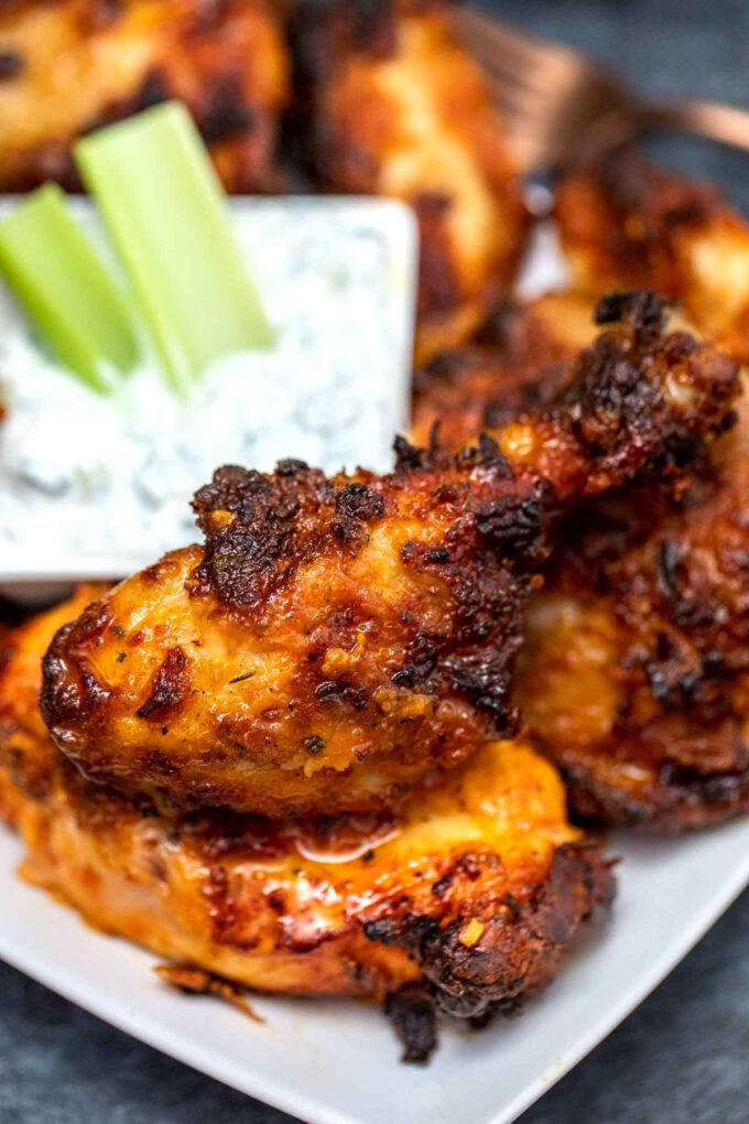 Crispy air fryer chicken on a white plate