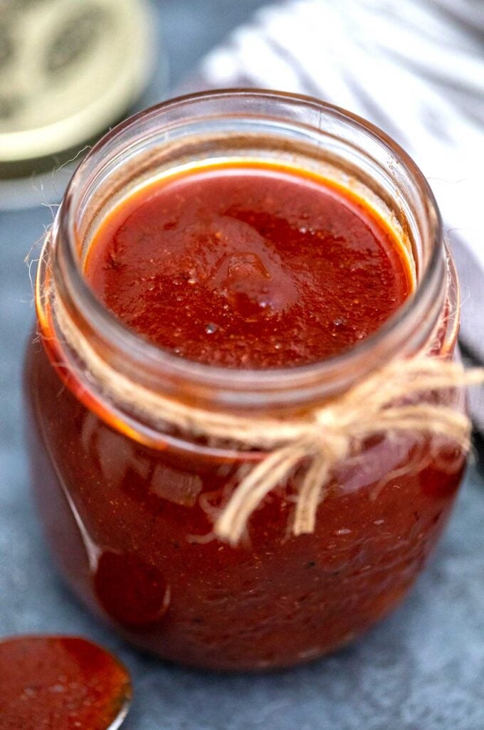 barbecue sauce in a glass jar