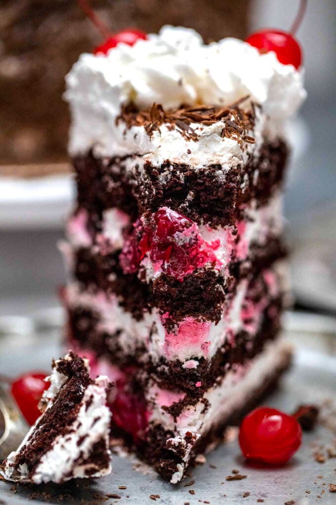 image of black forest cake slice