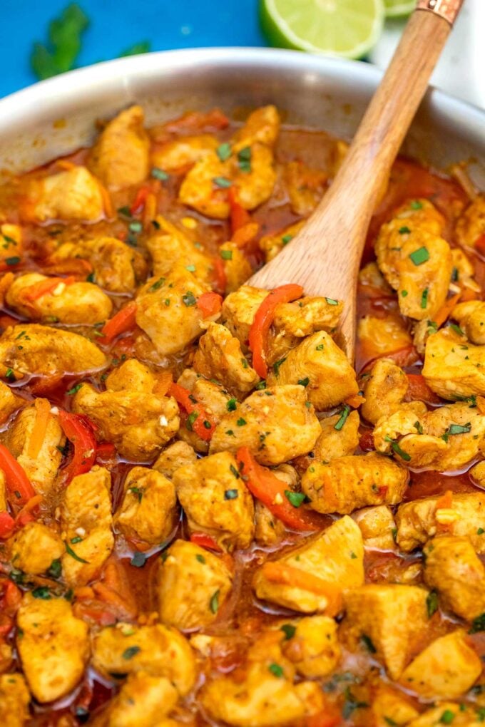 image of coconut curry chicken in pan