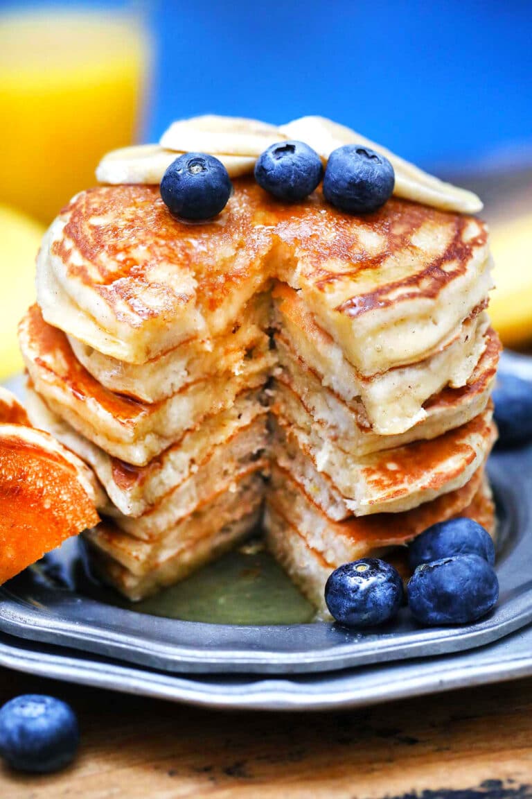 photo of sliced greek yogurt pancakes